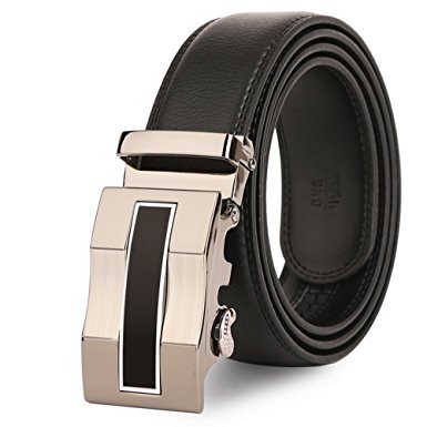 Dante Men's Leather Ratchet Dress Belt with Automatic Buckle, Elegant Gift Box