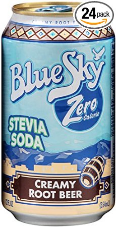 Blue Sky Zero Calorie Stevia Soda (Root Beer Encore, 12-Ounce Cans, Pack of 24)