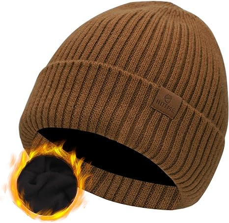 ZTL Merino Wool Beanie Hats for Men Women, Thick Warm Fleece Lined Knit Winter Hat Cuffed Beanie Stocking Hats Ski Skull Cap