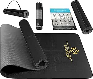 KESSER® Gymnastikmatte mit Tragegurt rutschfest TPE Yogamatte Gepolstert & rutschfest Fitnessmatte, 183 x 61 Trainingsmatte für Fitness Sportmatte, Pilates & Gymnastik Workout extradick