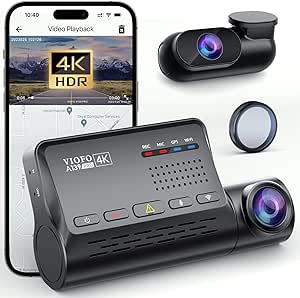 VIOFO A139 Pro 2CH 4K HDR   1080P Dash CAM Delantero Trasero, STARVIS 2 Sensor 3840 x 2160P 30fps, 5GHz WiFi Dual Dash CAM, GPS Integrado, Cámara de Coche con CPL, Salida de Voz