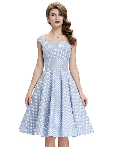 Belle Poque® 50s Style Vintage Dresses Sweetheart Neck BP105 (Multi-Colored)