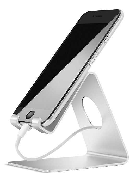 Lamicall Universal Cell Phone Stand : Charging Mobile iPhone Stand, Dock, cradle, Holder For All Smartphone : iPhone 7 6 6s plus 5 5s 4s 4 ,Samsung S3 S4 S5 S6 S7 Accessories, desk, Tablet - Silver