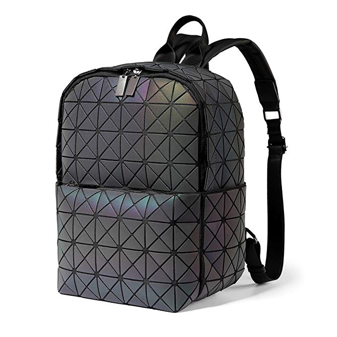 DIOMO Geometric Women Backpack Holographic Diamond Laptop School Bag