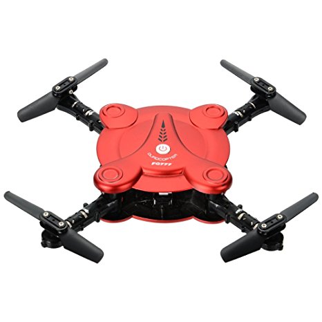 Leoie FPV Camera RC Quadcopter Drone with Live Video - Flexible Foldable Aerofoils App and Wifi Phone Control UAV 6-Axis Gyro Gravity Sensor RTF Helicopter Toys for Boys Red