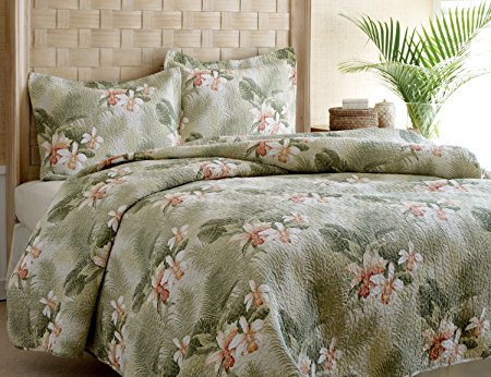 Tommy Bahama Topical Orchid Quilt Set, Full/Queen