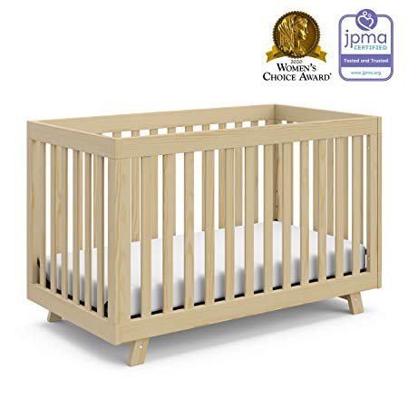Stork Craft Storkcraft Beckett 3-in-1 Convertible Crib Fixed Side Crib, Solid Pine & Wood Product Construction, Converts to Toddler Bed Day Bed or Full Bed (Mattress Not Included), Natural
