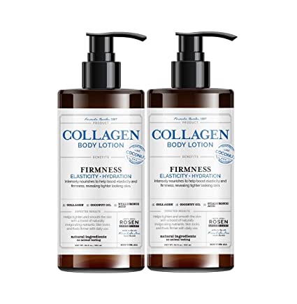 Rosen Apothecary Firming Collagen Body Lotion with Natural Coconut Oil for Firmness, Elasticity, Hydration, Revealing Tighter Looking Skin, for all Skin Types 2-Pack