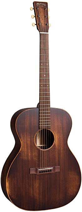 Martin Guitar 000-15M StreetMaster with Gig Bag, Acoustic Guitar for the Working Musician, Mahogany Construction, Distressed Satin Finish, 000-14 Fret, and Low Oval Neck Shape