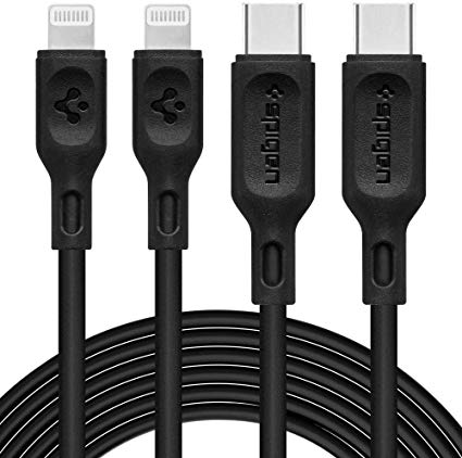 Spigen DuraSync USB C to Lightning Cable [2-Pack] [3ft MFi Certified] [Supports Power Delivery] Works with iPhone 11,11 Pro,11 Pro Max, XR, XS, XS Max, X, 8, 8 Plus, iPad with Lightning Charger Port