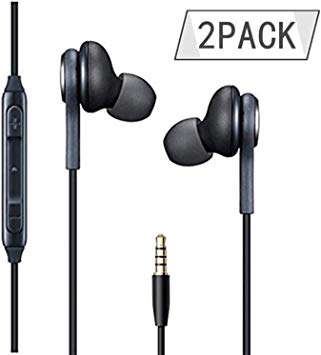 Earphones/Earbuds/Headphones 2Pack Black Compatible with iPhone/Galaxy S10/S10 /S10e S9/S9  S8/S8  Note8 / Android in-Ear Headphones Remote   Mic Hands- Free Earphones