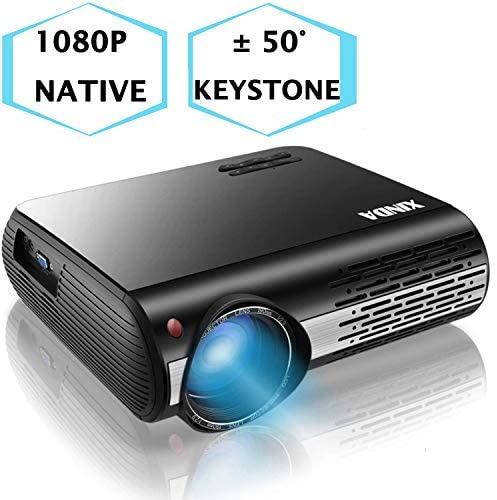 1080P Projector,XINDA 6600 Lux Outdoor Projector with 327" Display,3D Home Theater Projector with 6000 Hours lamp.Built in 5W Speaker,Compatible with Fire TV Stick,PS4,HDMI,VGA,TF,AV and USB