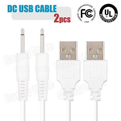 2 Fast Charging DC Vibrator Cable for Rechargeable Toys, Vibrators, Massagers, Work with Universal USB Power Supply