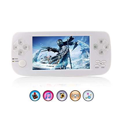 Rongyuxuan Handheld Game Console Portable Video Game 4.3" TFT Screen 4GB Pap Classic Handheld Game Console 64 Bit Portable Game Console with 653 Games,Birthday Gift for Children