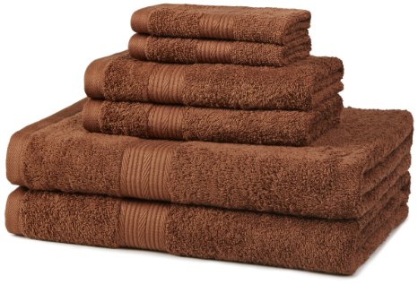 AmazonBasics Fade-Resistant Cotton 6-Piece Towel Set, Acorn