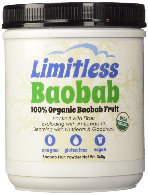 Limitless Baobab Fruit Powder 360 grams, 100% Certified USDA Organic