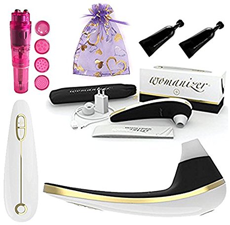 Womanizer PX7 Plus-Size White&Gold Rechargeable Massager Bundle Package ( Also Includes B. Brand Rechargeable Massager )