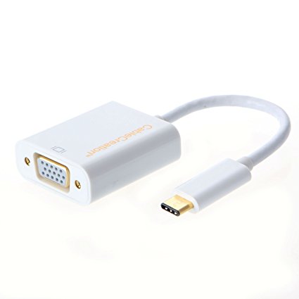 CableCreation Gold USB 3.1 Type C (USB-C) to VGA Adapter (DP Alt Mode) for Apple The New Macbook/ Chromebook Pixel/Dell XPS 13/Yoga 900/Asus Zen AIO/Lumia 950/950XL,White