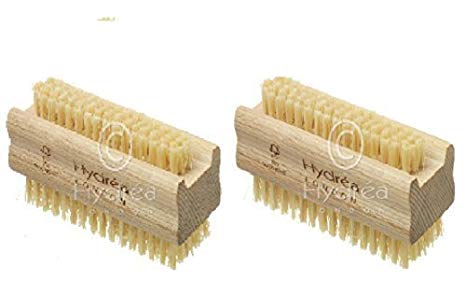 Hydrea Extra Tough Wooden Nail Brush With Firm Cactus Bristles Twin Pack