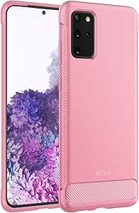 JETech Coque Fine Compatible avec Samsung Galaxy S20 Plus 5G, Étui Housse de Téléphone Ultra Mince Anti-Chocs avec Conception en Fibre de Carbone (Rose)