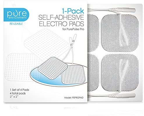 PurePulse Pro TENS Unit Massager Pads – Premium Pack of 4 Square, Self-Adhesive 2” x 2” Replacement Electrode Pads (Total of 4 Pads)