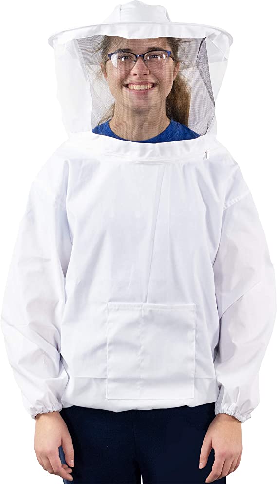 VIVO Professional White Medium Beekeeping Suit, Jacket, Pull Over, Smock with Veil (BEE-V105M)