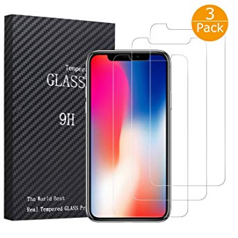 iPhone Xs/X Glass Screen Protectors, BYZ1 iPhone Xs/X Tempered Glass Screen Protector [3D Touch] [9H Hardness] [No Bubble] Compatible with iPhone Xs/X 3 Pack