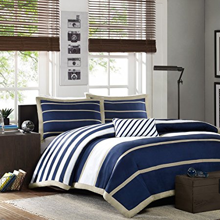 Mi-Zone Ashton Duvet Cover Set, Blue, Twin/Twin X-Large