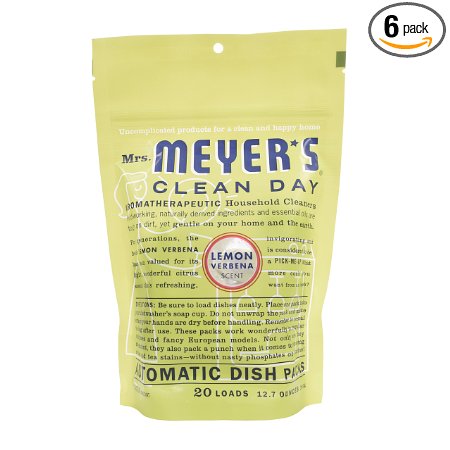 Mrs. Meyer's Clean Day Lemon Verbena Auto Dishwashing Packs -  20 Loads - 12.7 oz  (Pack of 6)