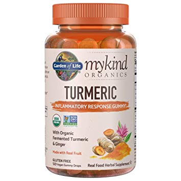 Garden of Life mykind Organics Turmeric Inflammatory Response Gummy - 120 Real Fruit Gummies for Kids & Adults, 50mg Curcumin (95% Curcuminoids), No Added Sugar, Organic, Non-GMO, Vegan & Gluten Free