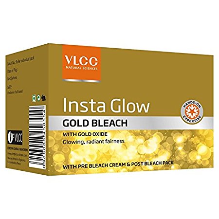 Vlcc Insta Glow Gold Bleach With Gold Oxide For Glowing & Radiant Fairness 60gm