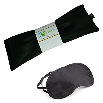 Eye Mask For Puffy Eyes, Dark Circles, Sleeping and Stress Relief - Hot Cold Therapy Eye Pillow Also Used For Headaches, Migraines & Stress Relief. (1 Eye Pillow, Black - Silky Satin)