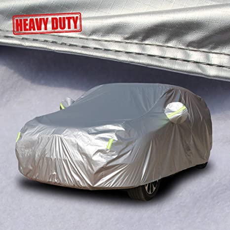 Shieldo Heavy Duty Car Cover with Windproof Straps and Buckles 100% Waterproof All Season Weather-Proof Fit 180-195 inches SUV