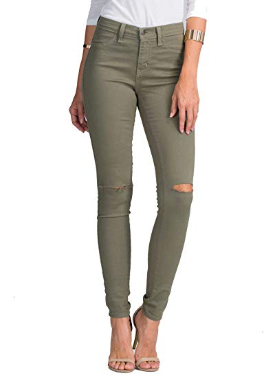 Vibrant Slit Knee High Waisted Solid Jeans