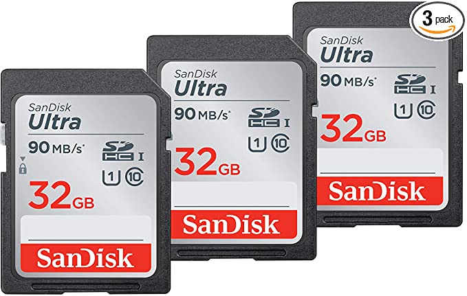 SanDisk 32GB (3-Pack) Ultra SDHC UHS-I Memory Card - SDSDUNR-032G-GN6IM