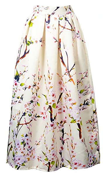 Alaroo Floral Printed OL Maxi Skirt for Women High Waist