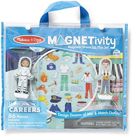 Melissa & Doug 86-Piece MAGNETIVITY Magnetic Dress-Up Play Set – Dress & Play Careers (2 Play Figures, 83 Accessory Magnets)