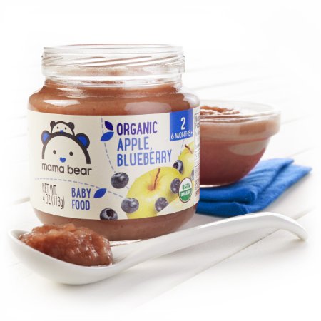 Mama Bear Organic Baby Food, Stage 2, Apple Blueberry, 4 Ounce Jars (Pack of 12)