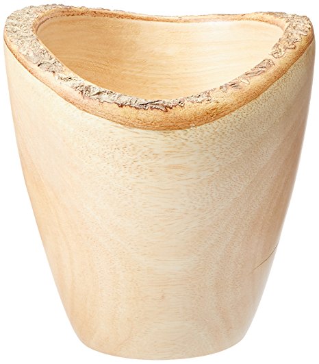Enrico 2811 Mango Wood Utensil Vase with Bark Rim