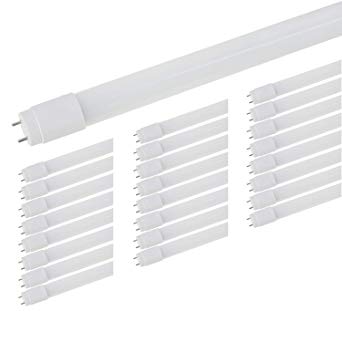 LED Tubes to Replace Fluorescent. Tubes, Romwish 48" 18W(40W Equivalent) 4FT LED Tube Light Fixture T8, 5000K Daylight, 2000LM, Double End Powered, G13 Base, Ballast Bypass, Frosted Cover(25 Pack)