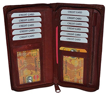 LeatherBoss All Around Zipper Checkbook Holder With Pull Out Checkbook