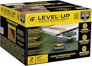 Bison 7079806004 Level.Up Adjustable Deck Joist Support Expansion (2-Pedestal Kit), Black