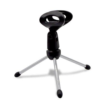 Tripod Microphone Stand, eBerry Foldable Desktop Microphone Tripod Stand Holder Bracket with Mic Clip for Podcasts, Online Chat, Conferences, Lectures, and More