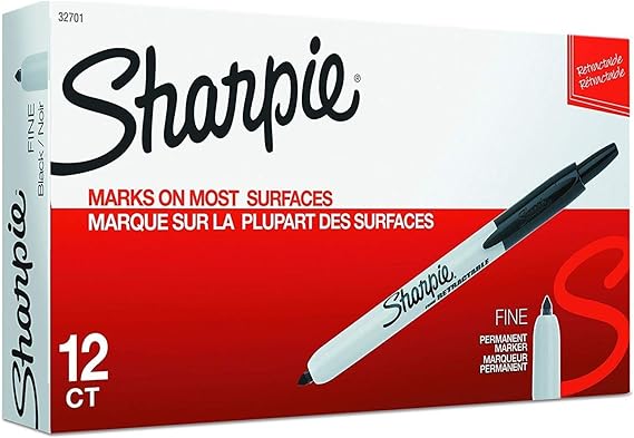 SHARPIE 32701 Retractable Permanent Markers, Fine Point, Black, 12 Count Box - 1 Pack - Total Marker Count 12 Markers