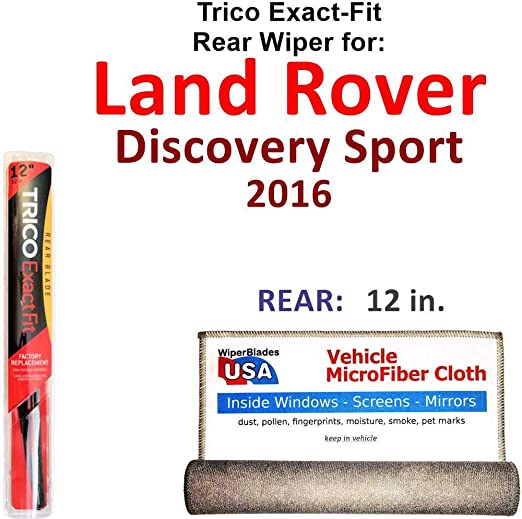 Rear Wiper Blade for 2016 Land Rover Discovery Sport Trico Exact Fit Bundled with MicroFiber Interior Car Cloth