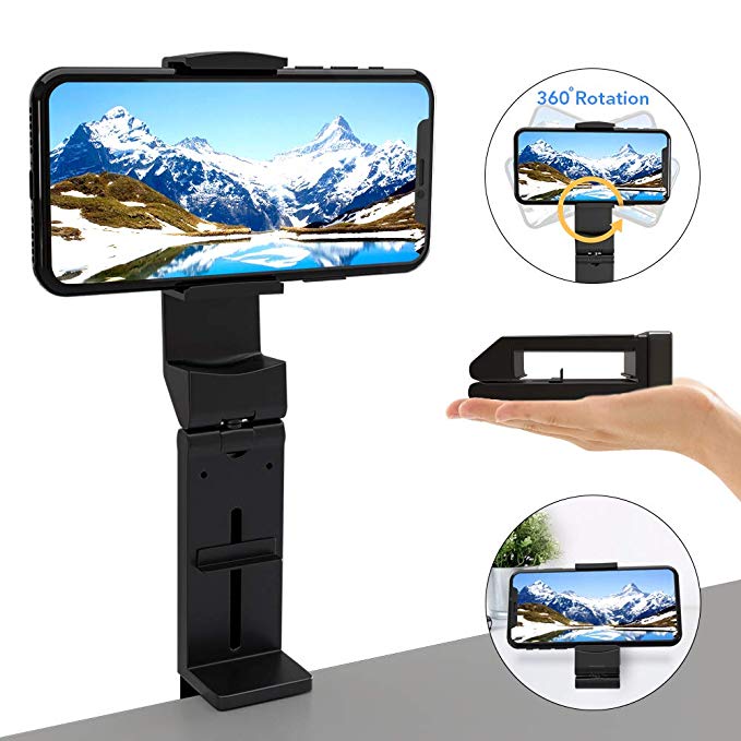 Universal Mount Phone Stand, Gozheec 360 Degree Rotating Cell Phone Holder Adjustable Phone Clamp Compatible with Phone 8,11,11 Pro,X,XR,XS MAX Android Phones Dock for Travel,Desk,Bed,Cabinet
