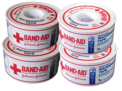 Johnson & Johnson BAND-AID Waterproof Tape (4-Pack) 1-inch x 10 yards - Heavy Duty