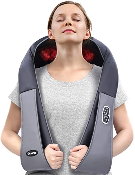 Shiatsu Neck Shoulder Massager with Heat of Ohuhu, Electric Back Massage Pillow with 3D Kneading Deep Tissue for Foot, Legs - Electronic Full Body Massage, Relieve Muscle Pain Valentine's Day Father