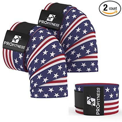 ProFitness Weightlifting Knee Wraps (Pair) – Adjustable Compression Sleeves for Cross Training, Squats, Powerlifting, Weightlifting – Improved Gym Workout Strength & Stability – Unisex