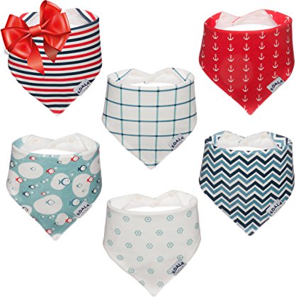Koala Little Baby Bandana Drool Bibs for Boys and Girls Super Absorbent and Soft 100% Organic Cotton Bib for Teething and Drooling Unisex 6-Pack Best Gift Set!